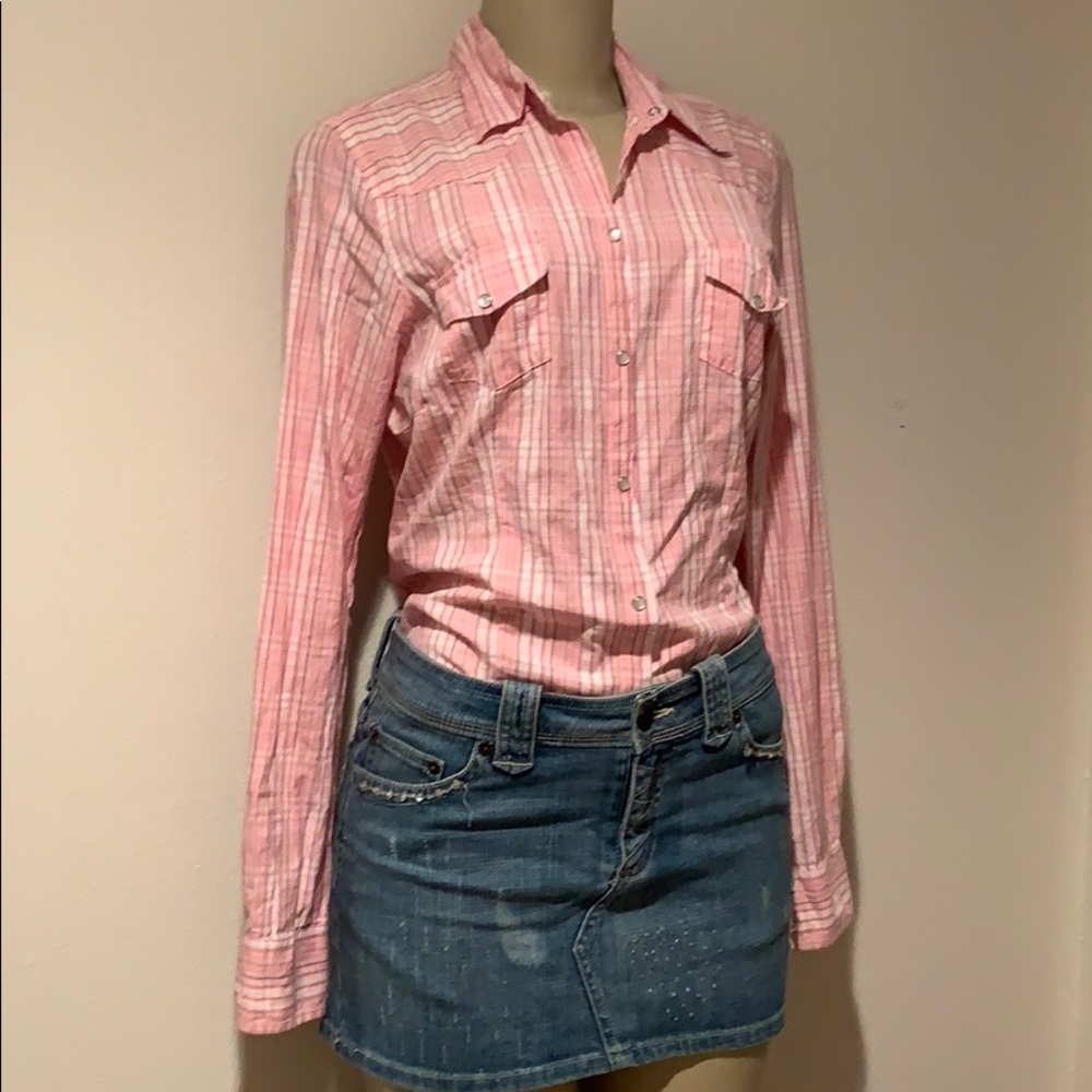Pink plaid button down - Picture 3 of 8